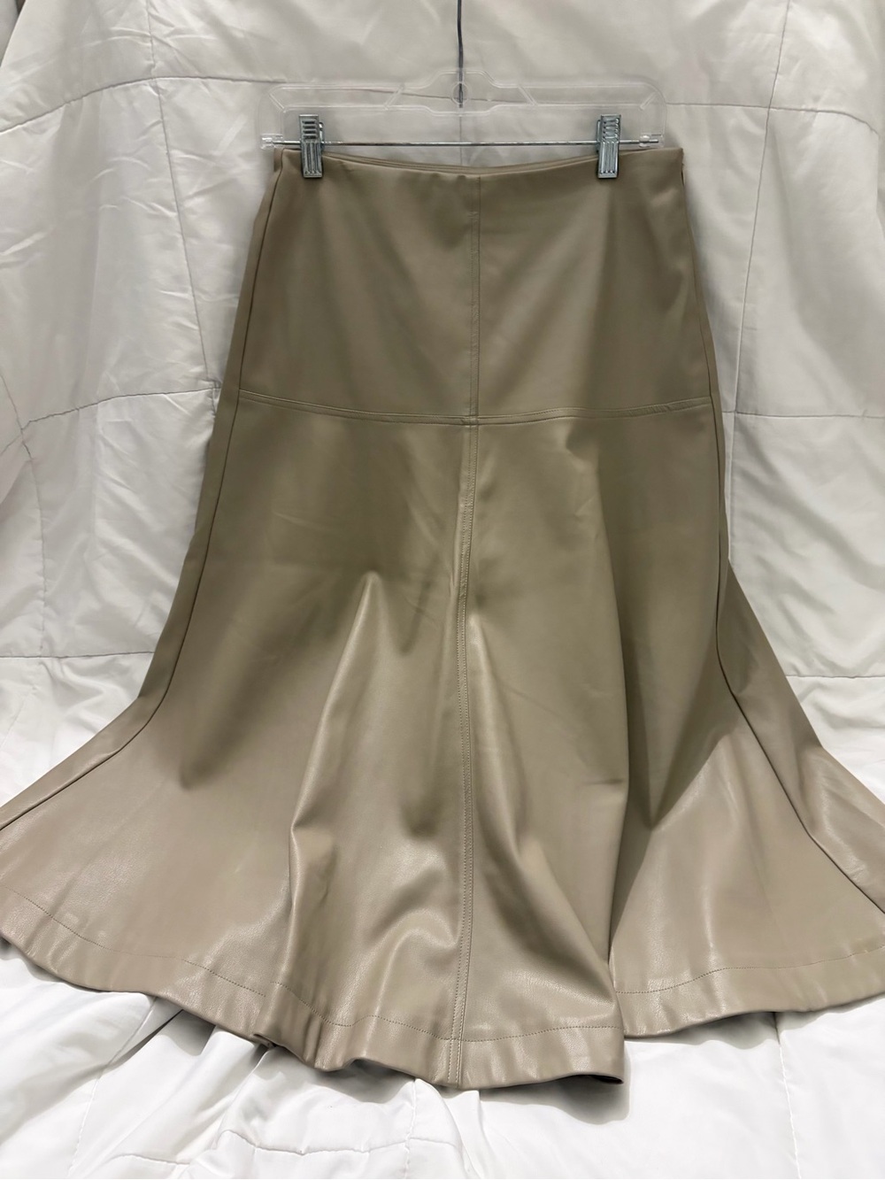 Modern citizen genuine leather a line skirt taupe